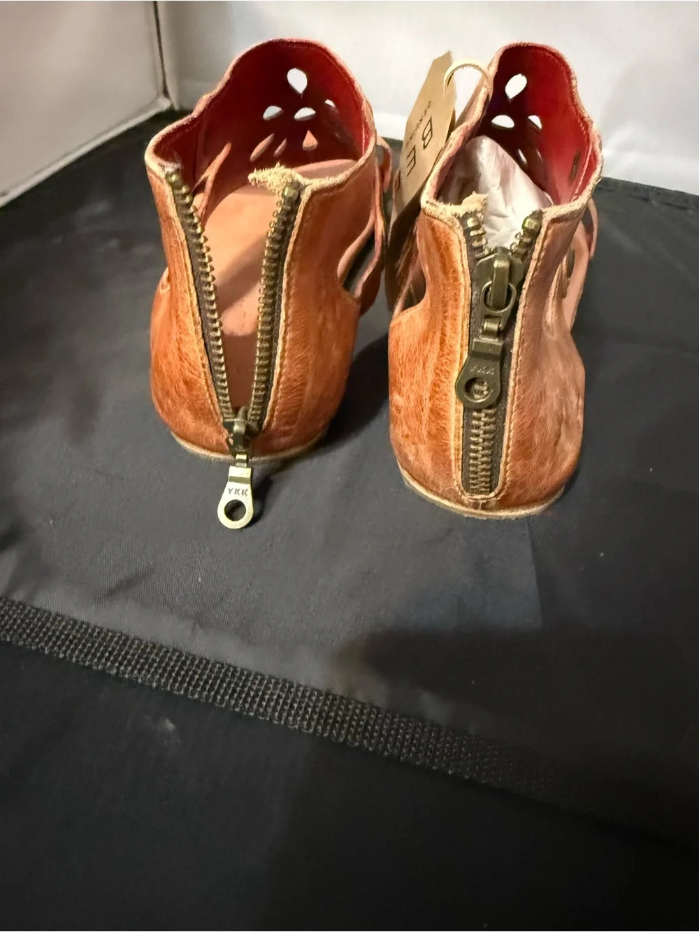 BedlSTÜ Women's Tan Leather Cutout Sandals